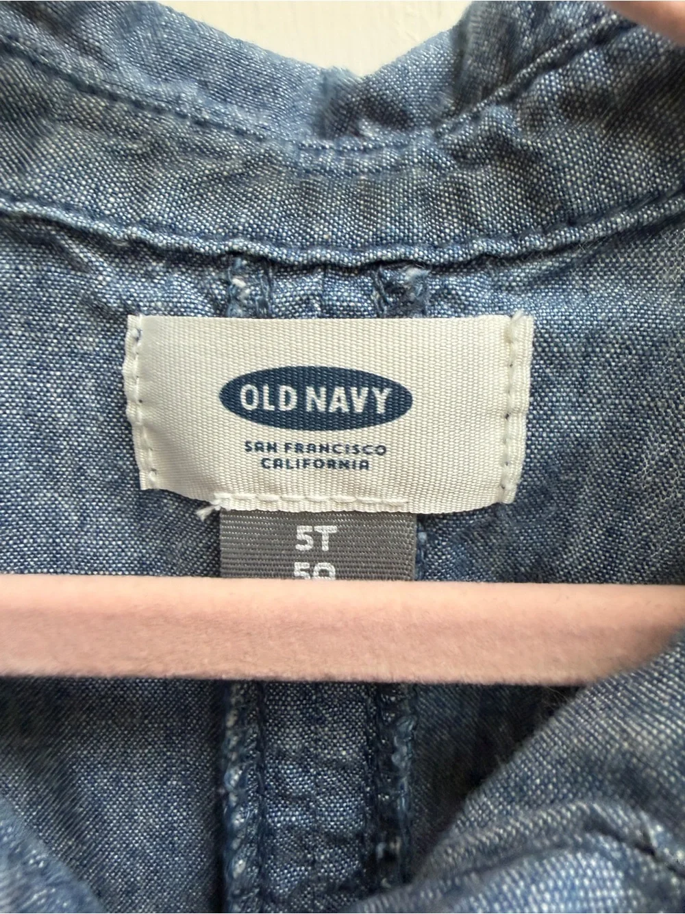 Old Navy Girls 5T Blue Denim Chambray Button-Front Collared Sleeveless Dress